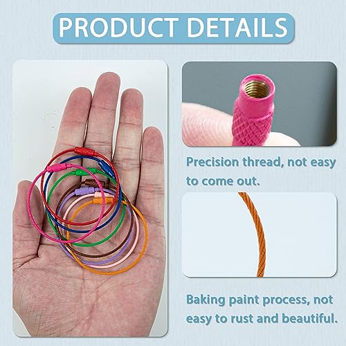 80 PCS Stainless Steel Keychain Cables in 20 Colors - Durable & Lightweight