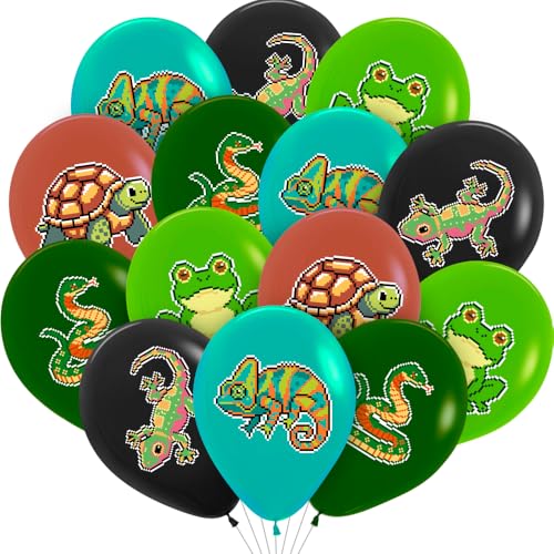30pcs Reptile Balloons Set - Frog, Snake, Turtle & Gecko Party Decor