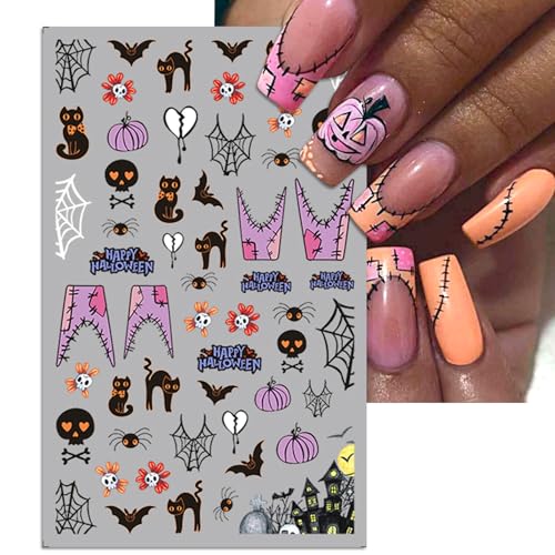 IDDFEVE Halloween Nail Art Stickers 3D Self-Adhesive Decals - 5 Sheets