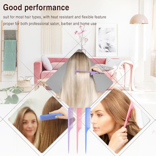 Patelai 3-Piece Rat Tail Comb Set - 9 Inch Plastic Pintail Teasing Combs
