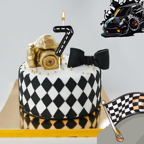 Racing Car Birthday Number Candle - Theme Party Decor (Number 7)