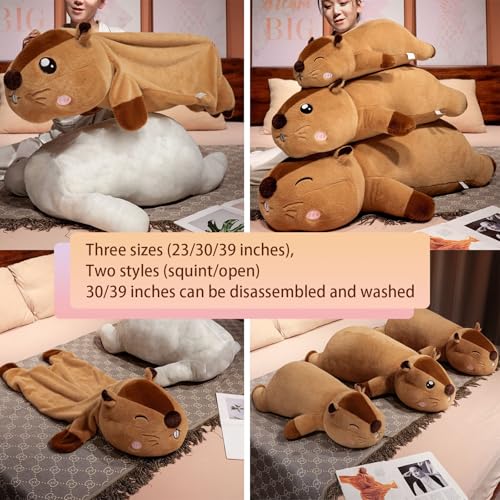 30 Inch Groundhog Plush Pillow - Soft Detachable Long Body Stuffed Animal for Kids & Adults