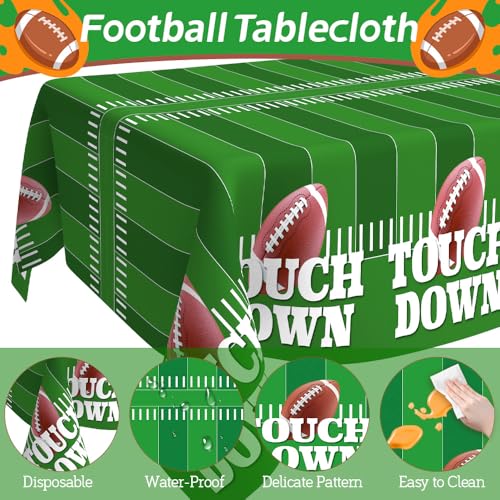 Football Tablecloth Set - 2 Disposable Plastic Covers, 54x108"