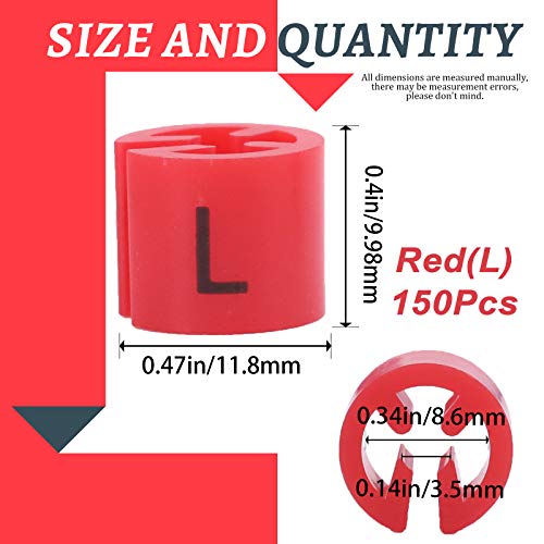 Swpeet 150Pcs Size L Red Plastic Hanger Size Markers for Clothing Racks