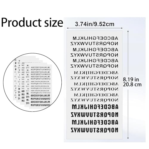 Black Letter Temporary Tattoos - 5 Sheets Waterproof Alphabet Stickers