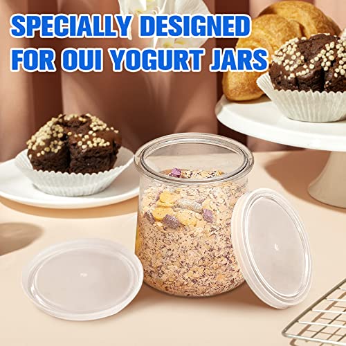 12-Pack Reusable Oui Yogurt Jar Lids with Labels - 2.68in Leak-Proof Covers