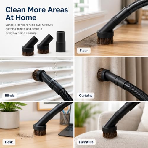 Vacuum Brush Attachment Set - 3 Pack 1.25 Inch Round Dust Brushes
