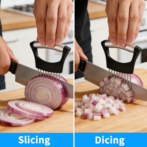 Stainless Steel Onion Slicer Holder with Protective Case