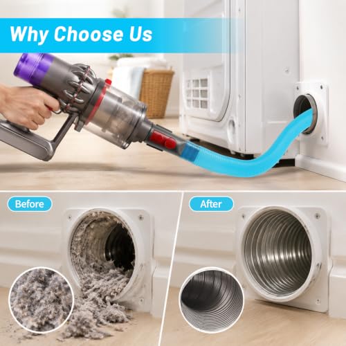 Dyson-Compatible Dryer Vent Cleaner Kit – 3 Pack Flexible Lint Vacuum Attachments