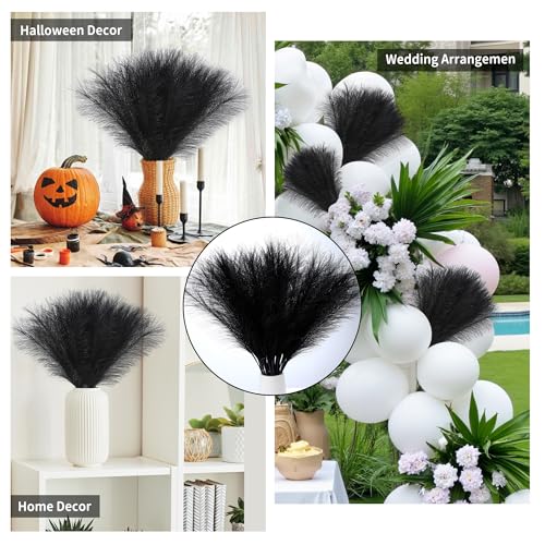 36Pcs Black Faux Pampas Grass - 21.6 Inch Decorative Stems for Home Decor