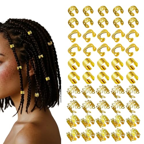 Glamer 60 Pcs Gold Hair Jewelry Kit for Braids and Dreadlocks
