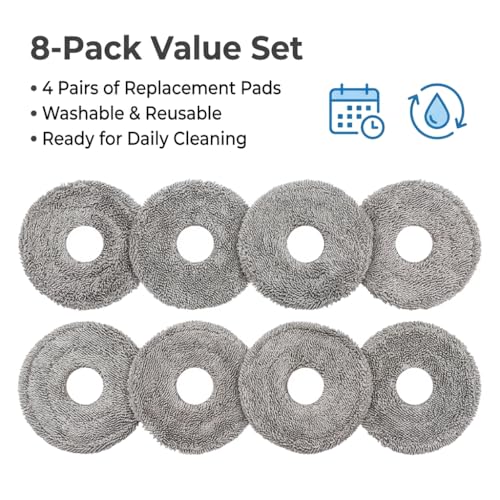 8-Pack Replacement Mop Pads for Roborock Q Revo Series Robot Vacuums