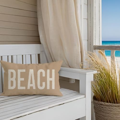 PANDICORN Summer Beach Throw Pillow Cover 12x20 Inch - Sand Beige