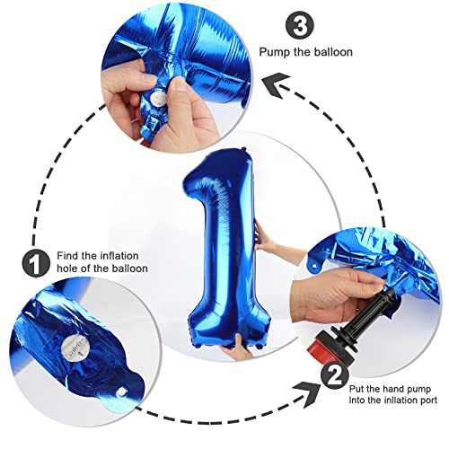 40 Inch Blue Number Balloons for Men's Birthday Party Decorations