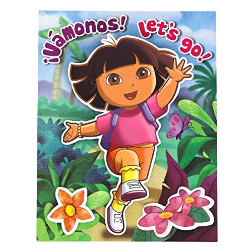 Dora The Explorer Party Invitation Card, 7" x 5", Pack of 8.