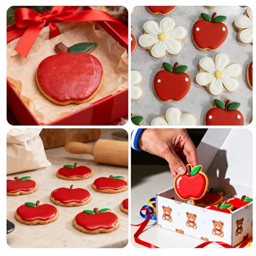 3-Piece Apple Cookie Cutter Set - Stainless Steel Fruit Shapes