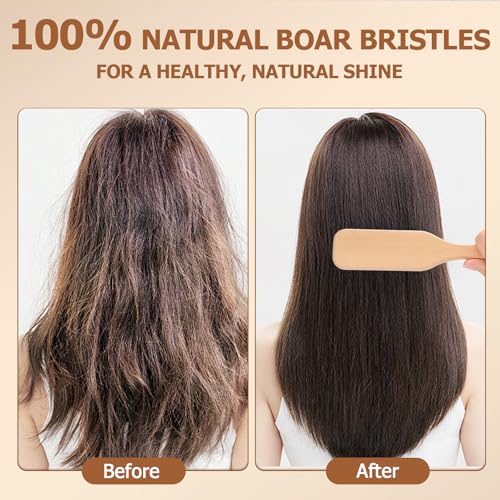 Ancable Boar Bristle Slick Back Hair Brush with Rat Tail for Styling