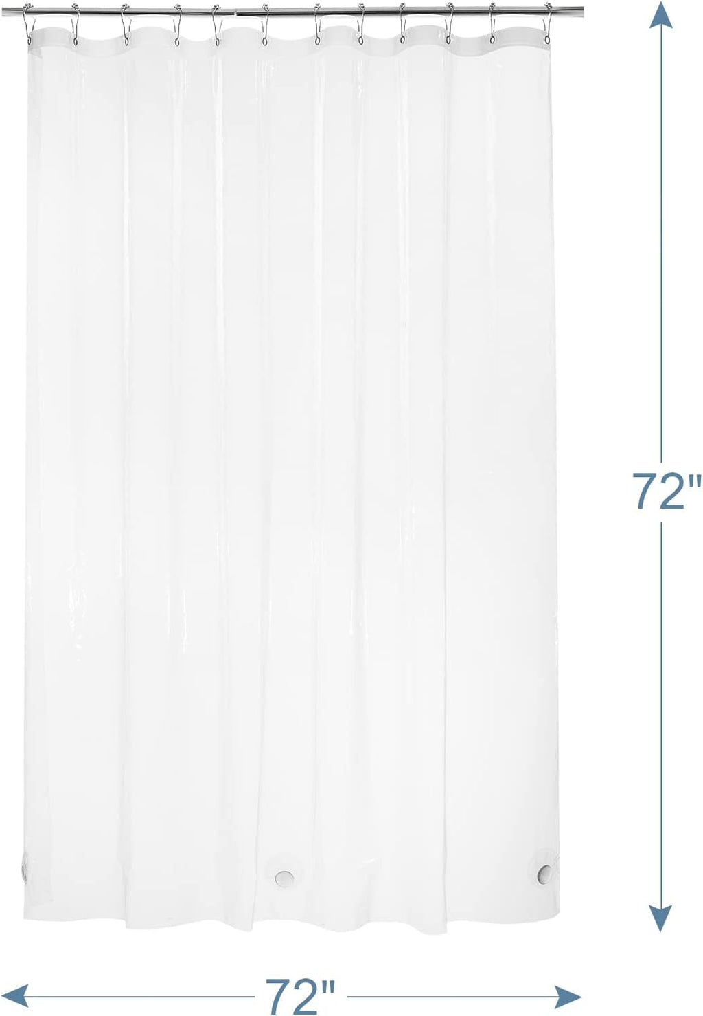AmazerBath Heavy Duty Shower Curtain Liner - 12 Gauge Clear 72 x 72 Inches with 3 Stones & 12 Grommets