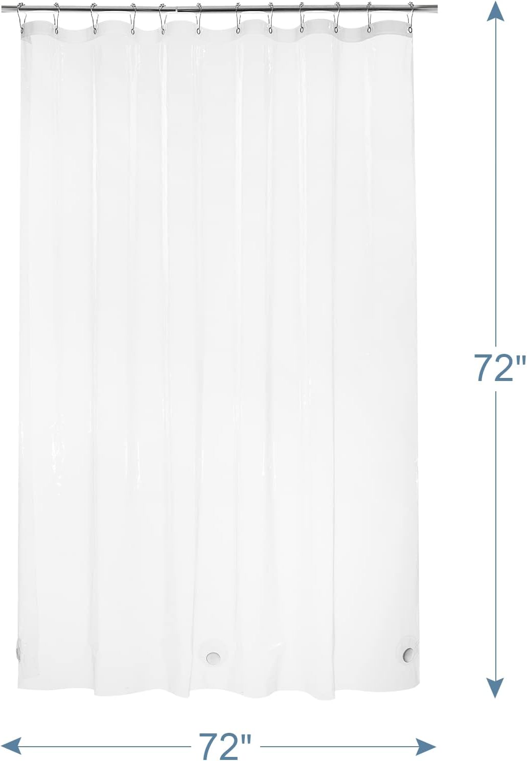 AmazerBath Heavy Duty Shower Curtain Liner - 12 Gauge Clear 72 x 72 Inches with 3 Stones & 12 Grommets