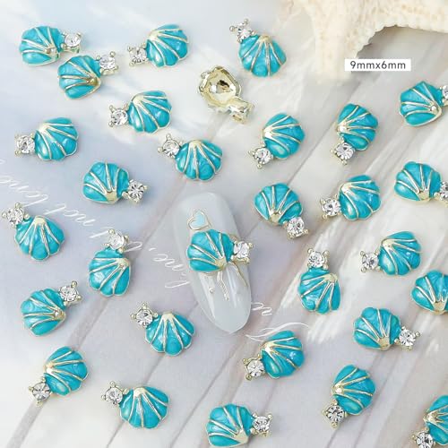 LYLYNB 3D Alloy Nail Charms Summer Starfish & Shells 20Pcs