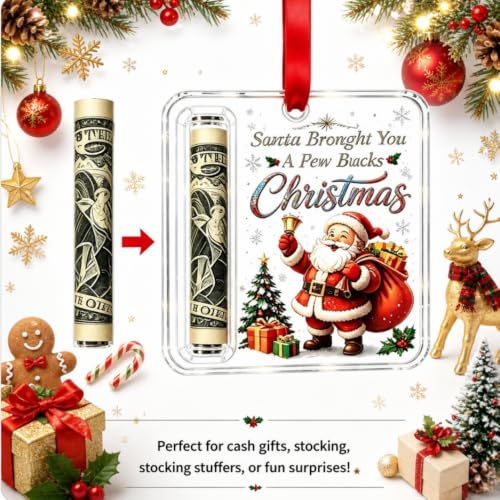 Christmas Cash Gift Ornament - Acrylic Holiday Money Holder, Set of 2