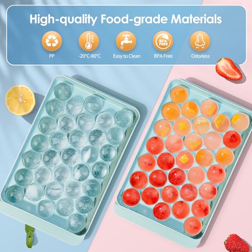 WIBIMEN 1" Round Ice Cube Tray with Lid - 1 Pack, Blue