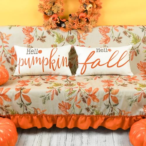 ONWAY Fall Decorative Pillow Covers Set of 2 - 12x20 Inch Farmhouse Autumn Cushions