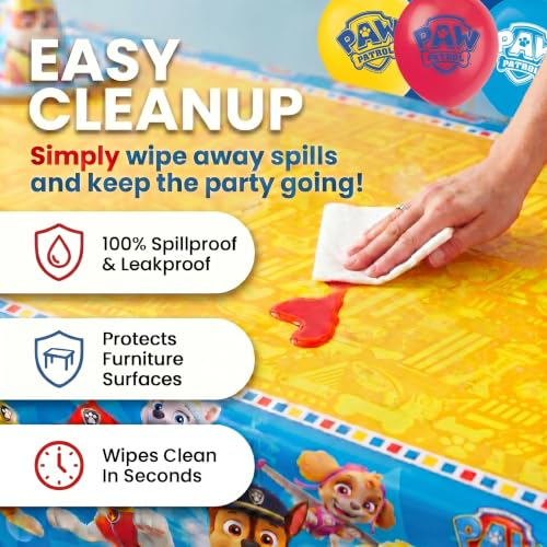Paw Patrol Birthday Tablecloths - 2-Pack Plastic Table Covers, 54 x 84 Inch