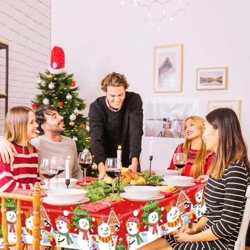 Christmas-Red Plastic Tablecloth 54x108 Inch - Festive Holiday Decor