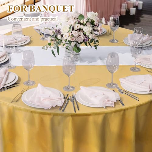 6 Pack Disposable Plastic Table Runners 84 Inch Gold & White - Party Decor