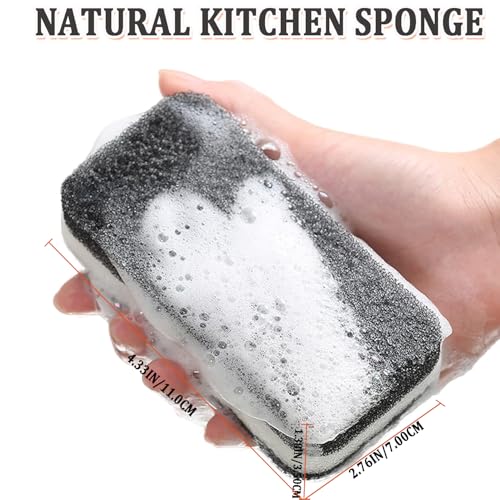 Taeku Natural Cellulose Kitchen Sponges - 6 Pack Heavy Duty Scrub - Black