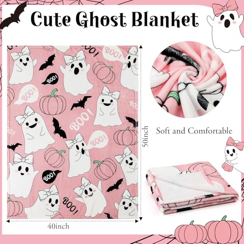 Halloween Ghost Gift Basket Set with Pink Boo Basket & Accessories