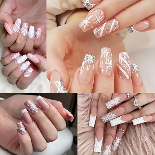 8 Sheets 3D Snowflake Christmas Nail Art Stickers Self-Adhesive Winter Decals