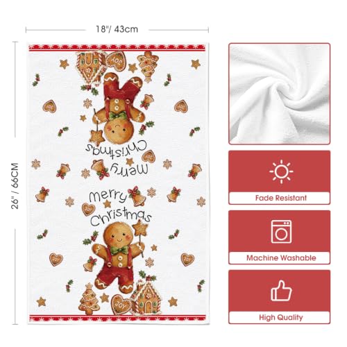 Gingerbread Candy Christmas Kitchen Towels Set of 2 - 18x26 Inch