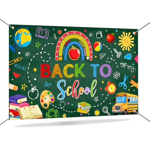 Back to School Photo Backdrop Banner - 6x3.6ft Decorations