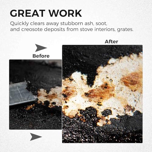 Pellet Stove Cleaning Brush with Scraper - 10" Long Handle for Ash Clean-Out