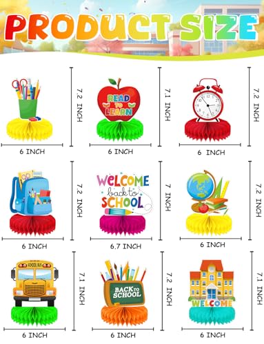 Back to School Honeycomb Centerpieces - 9 Pcs Classroom Party Decorations