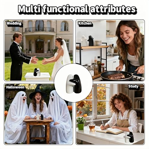 RyanDesign Black & White Ceramic Ghost Salt & Pepper Shakers 1.5x1.0x0.8cm Refillable Gift Set