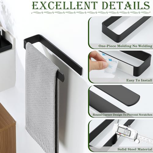 Matte Black Self Adhesive Hand Towel Holder for Bathroom