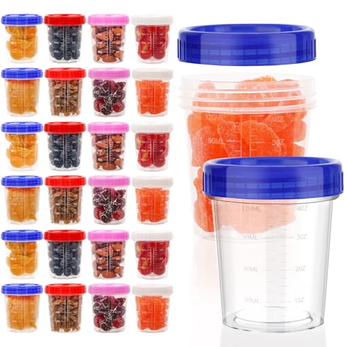 XSEINO 24 Pack 4 Oz Transparent Freezer Storage Containers with Lids - BPA Free, Leakproof, Microwave Safe