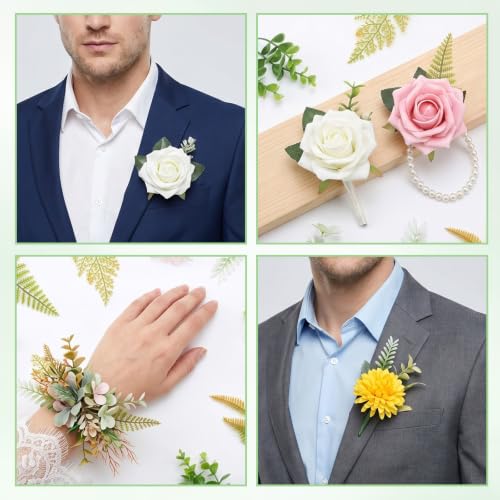 Skrfren 27Pcs Mini Fake Green Leaves Faux Greenery Stems for Crafts DIY
