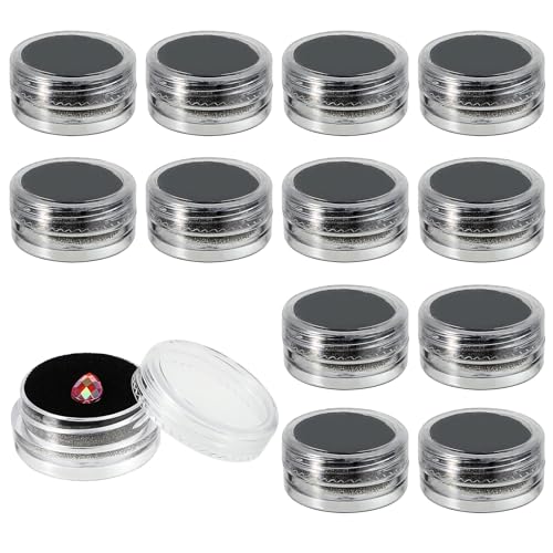Giantree 12 Pcs Black Gemstone Display Box with Clear Lids