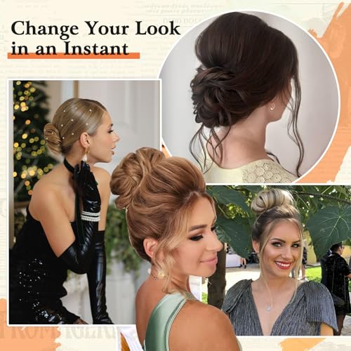 Human Hair Messy Bun Scrunchie Wavy Updo Hairpiece for Women 4/27