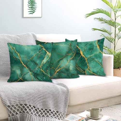 Green Gold Marble Velvet Throw Pillow Covers 20x20 Set of 4