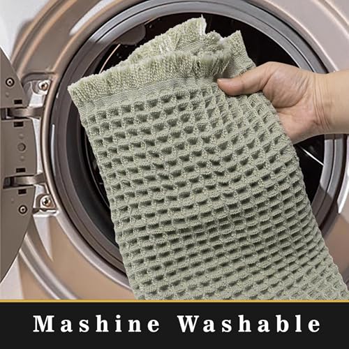 Eanpet Waffle Green Bath Rug, Non-Slip Absorbent Boho Mat 17.3" x 23.6"