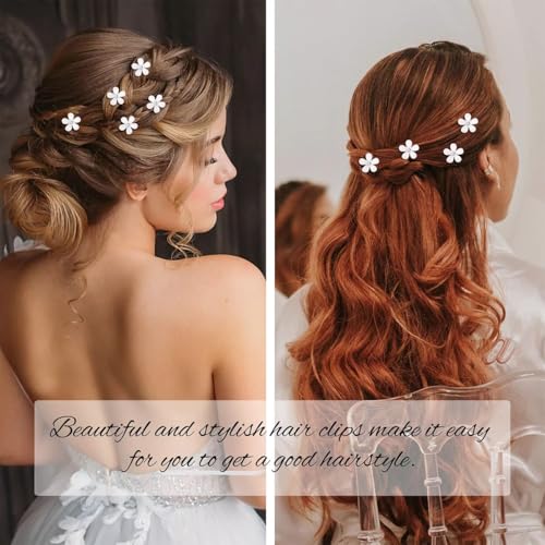 Mini Rhinestone Flower Hair Clips 20pcs White Hair Accessories