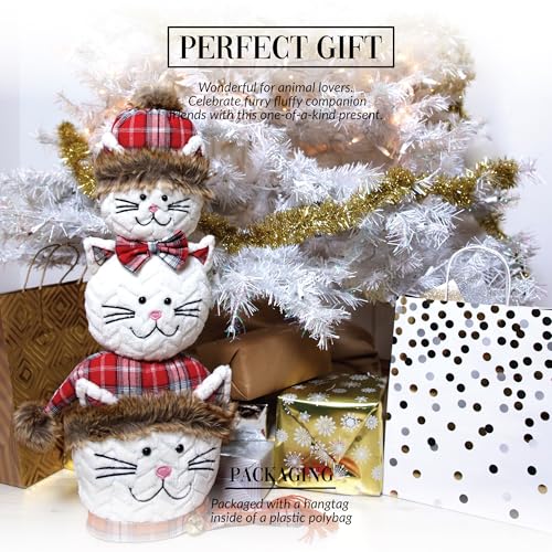 Festive Cat Figurines Set - 21 Inch Holiday Home Decor with Stacked Cats