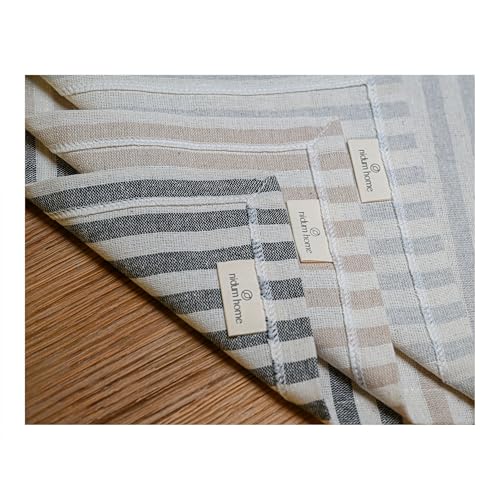 Beige Cotton Table Runner - Reusable, Washable Dining Decor, Set of 4