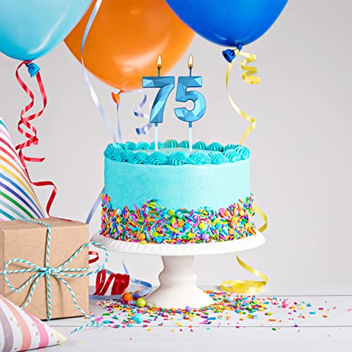 Blue 3D Number Birthday Candles - 16 & 61 Shaped Decoration