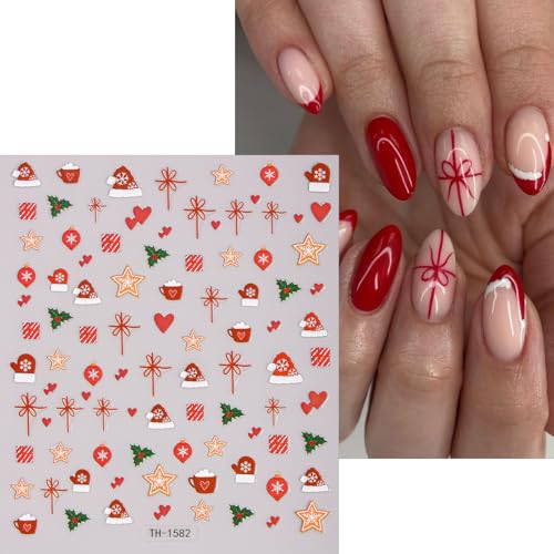 8-Pack 5D Embossed Christmas Nail Art Stickers Holiday Decals